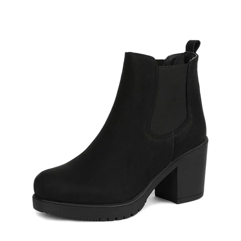 Chunky High Heel Chelsea Ankle Boots