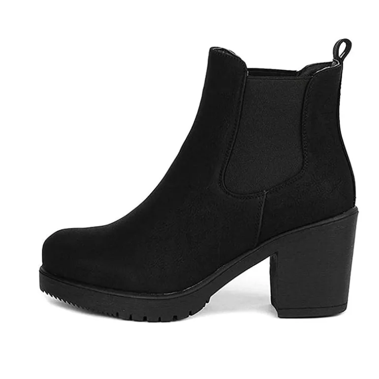 Chunky High Heel Chelsea Ankle Boots