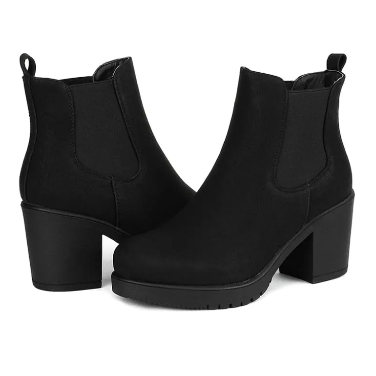 Chunky High Heel Chelsea Ankle Boots