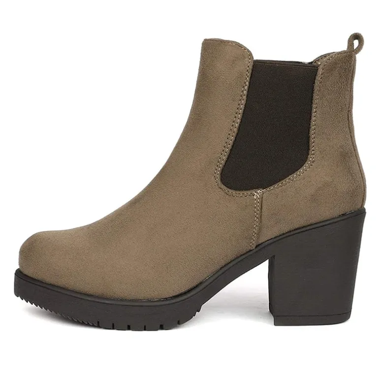 Chunky High Heel Chelsea Ankle Boots