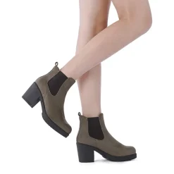 Chunky High Heel Chelsea Ankle Boots