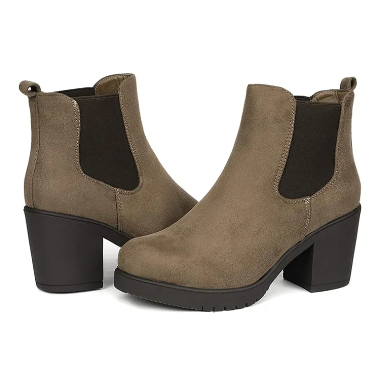 Chunky High Heel Chelsea Ankle Boots