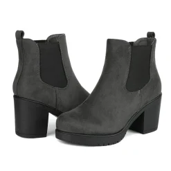 Chunky High Heel Chelsea Ankle Boots