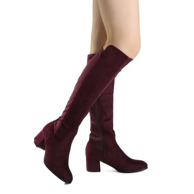 Chunky Knee High Stretch Boots