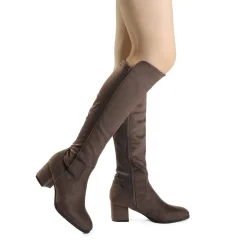 Chunky Knee High Stretch Boots