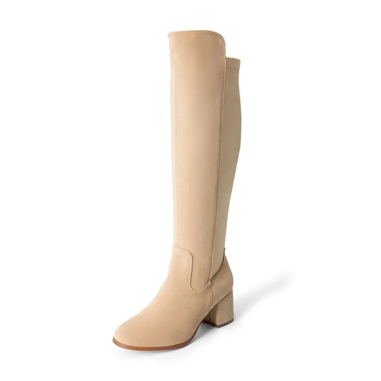 Chunky Knee High Stretch Boots