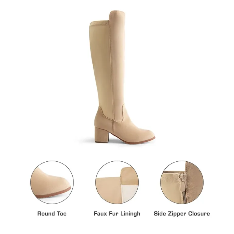 Chunky Knee High Stretch Boots