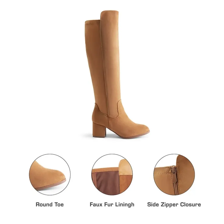 Chunky Knee High Stretch Boots