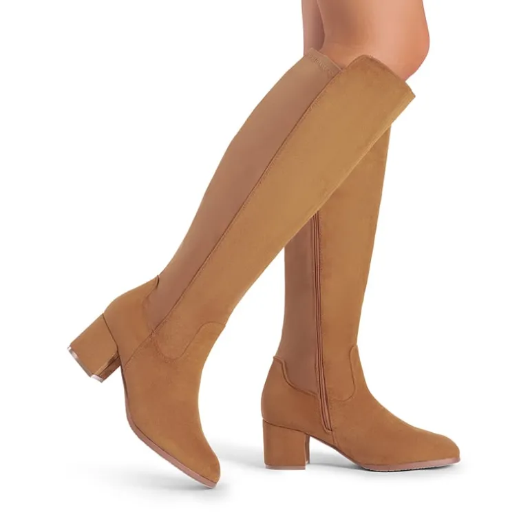 Chunky Knee High Stretch Boots