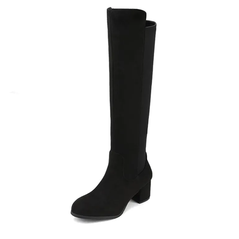 Chunky Knee High Stretch Boots