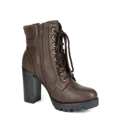 Chunky Round-Toe High Heel Ankle Boots