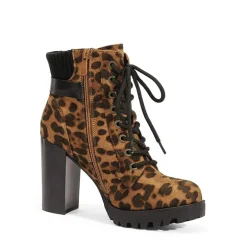 Chunky Round-Toe High Heel Ankle Boots