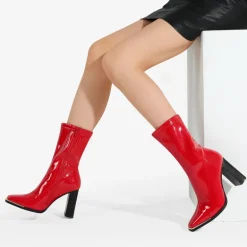 Chunky Square Toe Mid Calf Boots