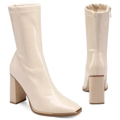 Chunky Square Toe Mid Calf Boots