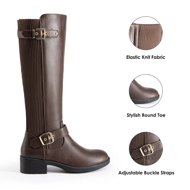 Classic Buckle Riding Knee-High Boot