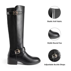 Classic Buckle Riding Knee-High Boot