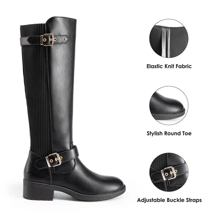 Classic Buckle Riding Knee-High Boot