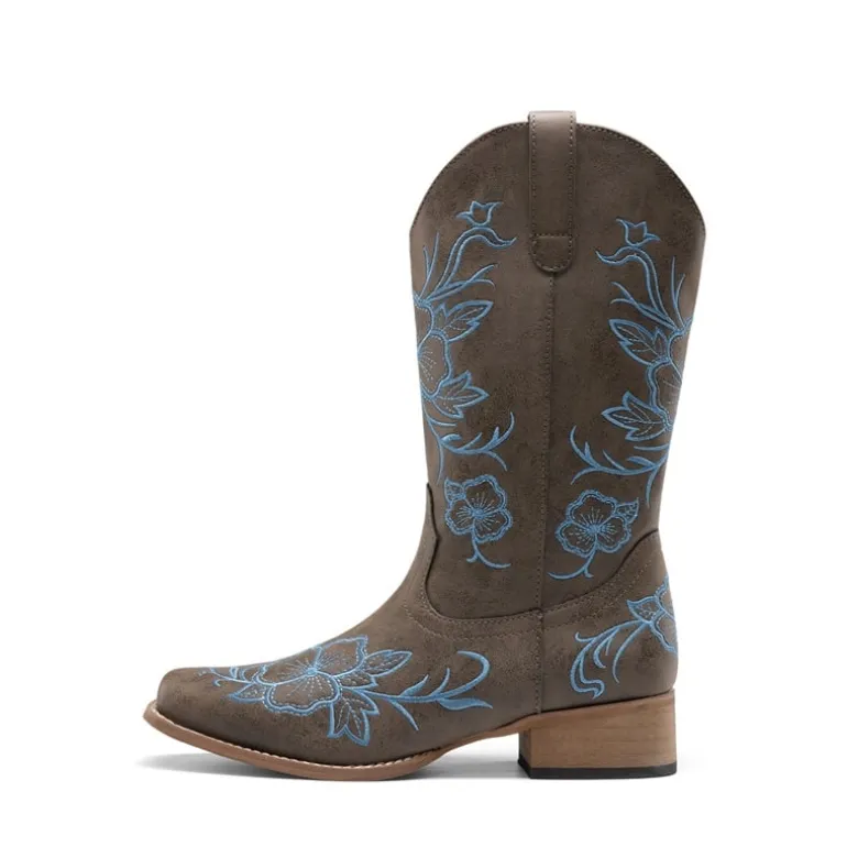 Classic Comfy Square-Toe Mid-Calf Cowboy Boots