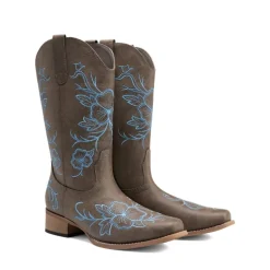 Classic Comfy Square-Toe Mid-Calf Cowboy Boots