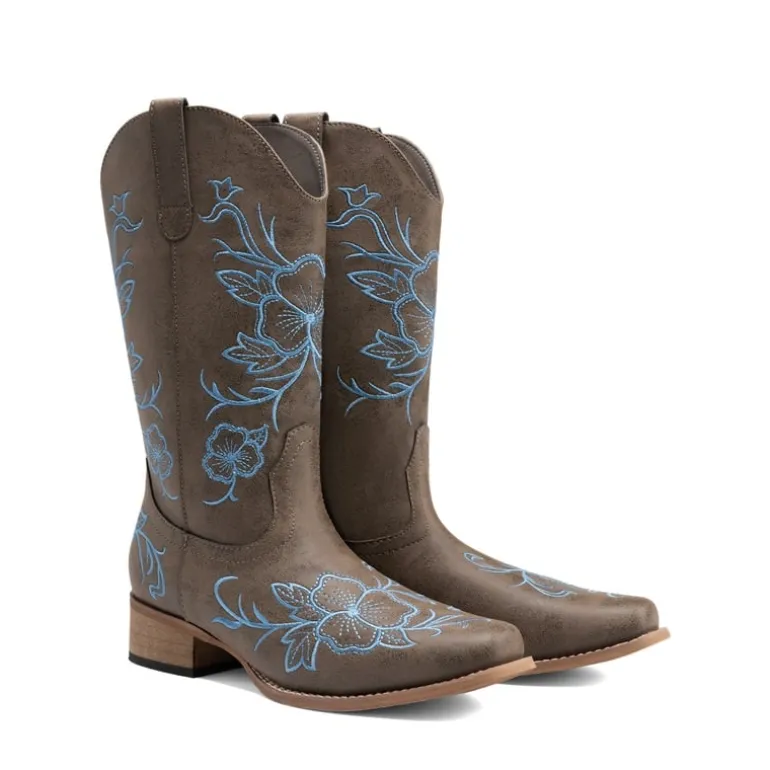 Classic Comfy Square-Toe Mid-Calf Cowboy Boots
