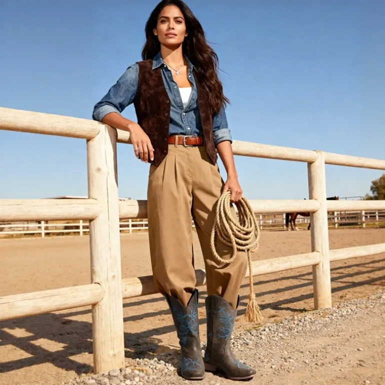 Classic Comfy Square-Toe Mid-Calf Cowboy Boots