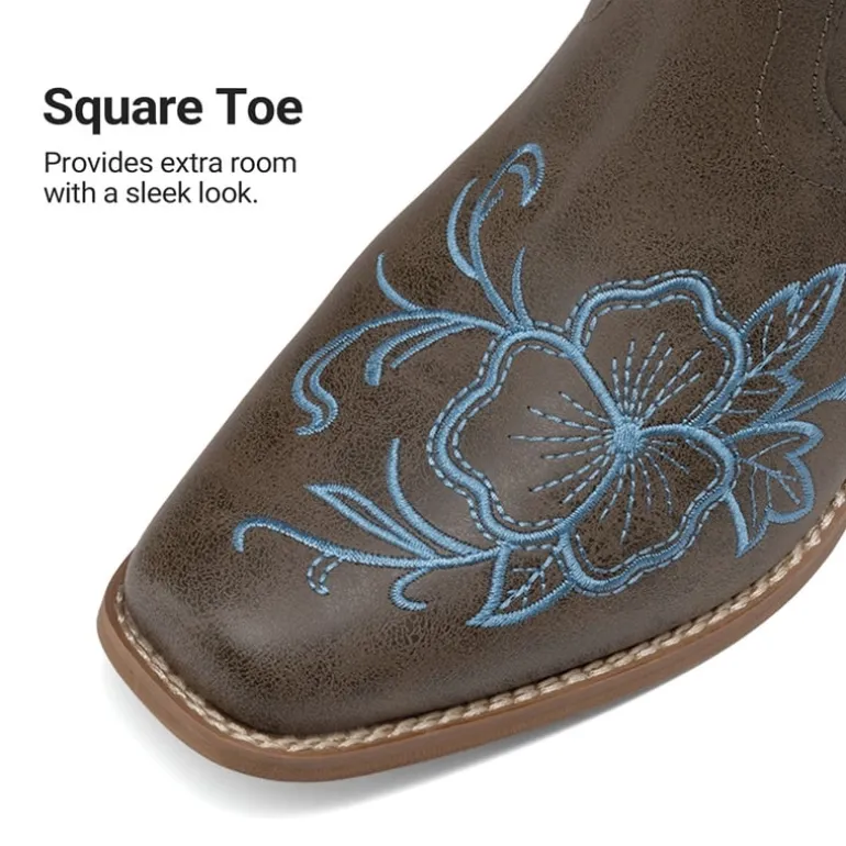 Classic Comfy Square-Toe Mid-Calf Cowboy Boots