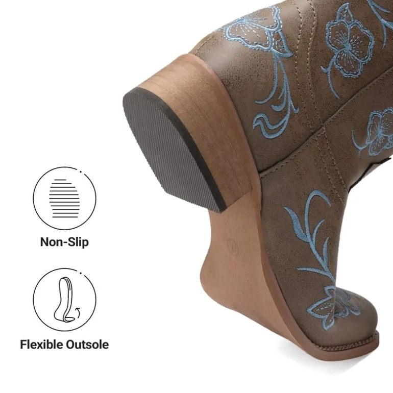 Classic Comfy Square-Toe Mid-Calf Cowboy Boots