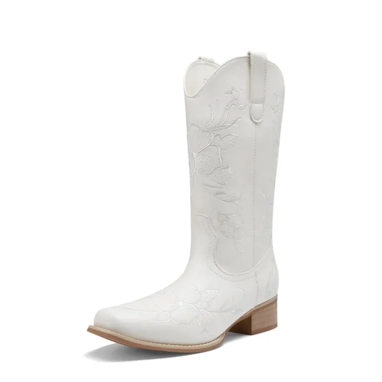 Classic Comfy Square-Toe Mid-Calf Cowboy Boots