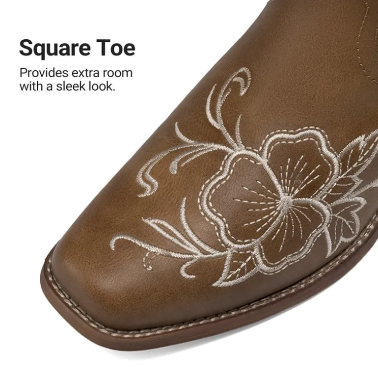 Classic Comfy Square-Toe Mid-Calf Cowboy Boots