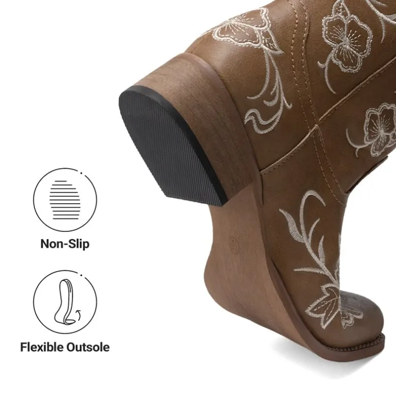 Classic Comfy Square-Toe Mid-Calf Cowboy Boots