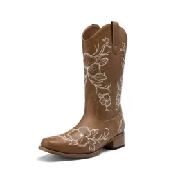 Classic Comfy Square-Toe Mid-Calf Cowboy Boots