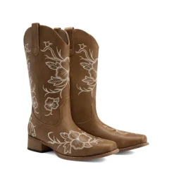 Classic Comfy Square-Toe Mid-Calf Cowboy Boots