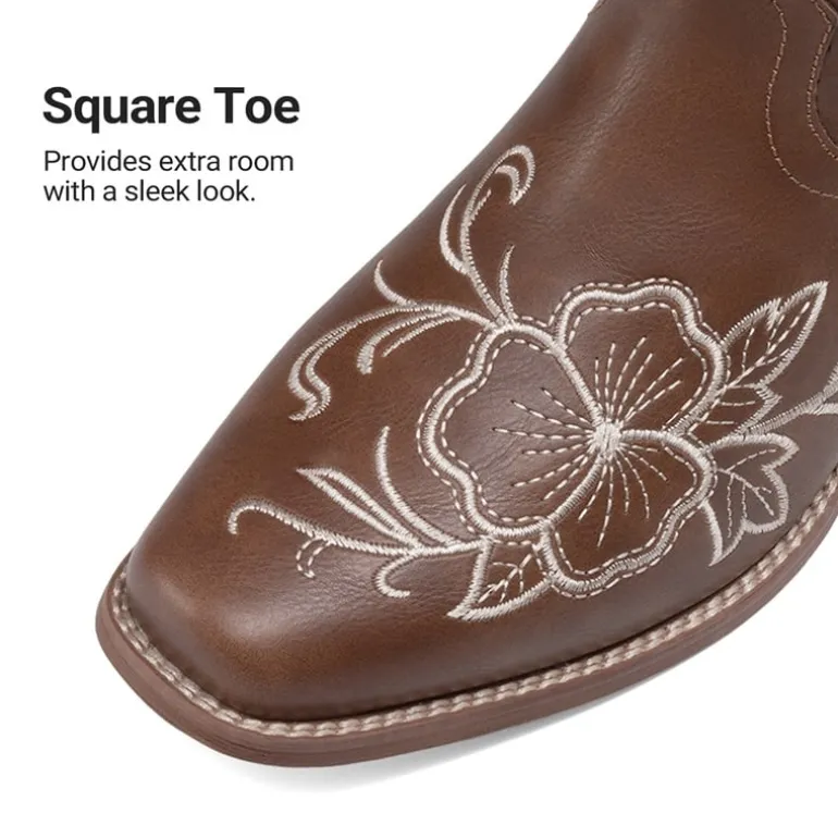 Classic Comfy Square-Toe Mid-Calf Cowboy Boots