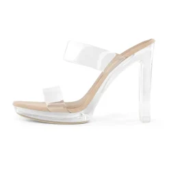 Clear Strap Block Heel Sandals