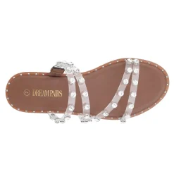 Clear Studded Rhinestone Flat Sandals