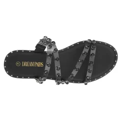 Clear Studded Rhinestone Flat Sandals