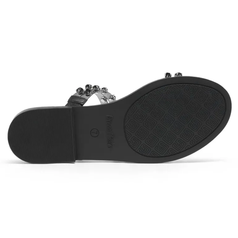 Clear Studded Rhinestone Flat Sandals