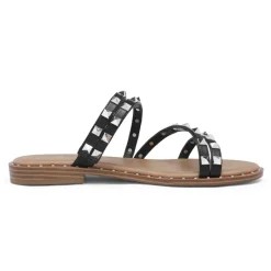 Clear Studded Rhinestone Flat Sandals