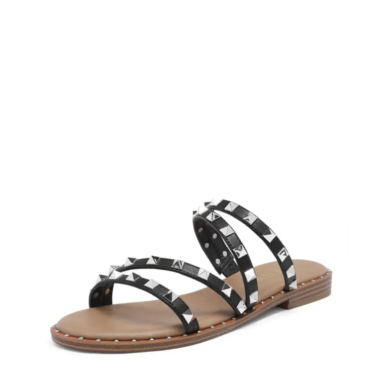 Clear Studded Rhinestone Flat Sandals