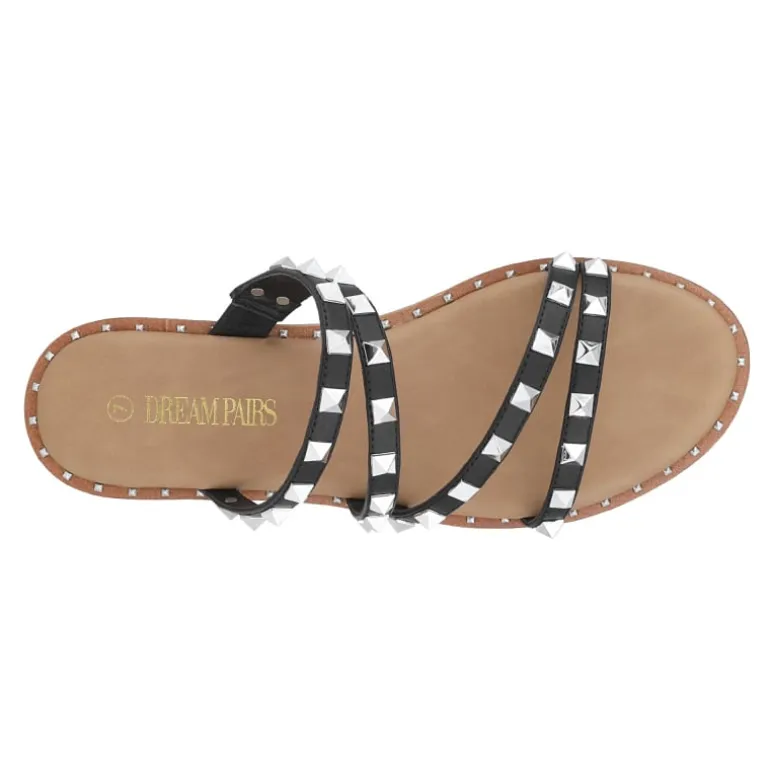 Clear Studded Rhinestone Flat Sandals