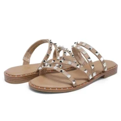 Clear Studded Rhinestone Flat Sandals