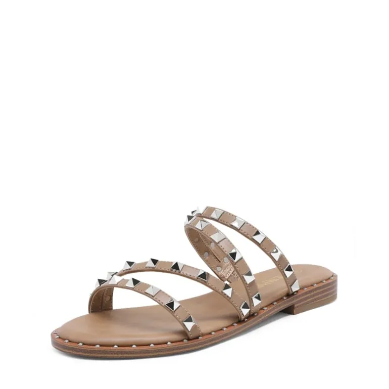 Clear Studded Rhinestone Flat Sandals