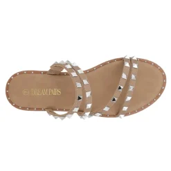 Clear Studded Rhinestone Flat Sandals