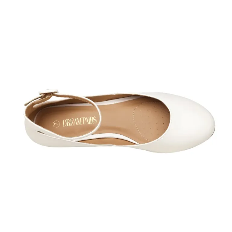 Comfortable Ankle Strap Low Wedge Flats