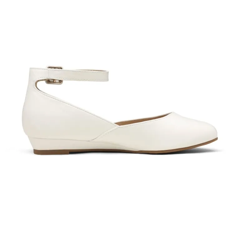 Comfortable Ankle Strap Low Wedge Flats