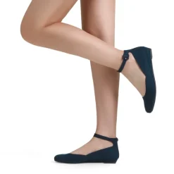 Comfortable Ankle Strap Low Wedge Flats
