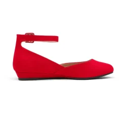 Comfortable Ankle Strap Low Wedge Flats