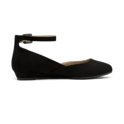 Comfortable Ankle Strap Low Wedge Flats