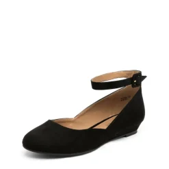 Comfortable Ankle Strap Low Wedge Flats