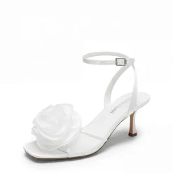 Comfortable Elegant Floral Kitten Heeled Sandals